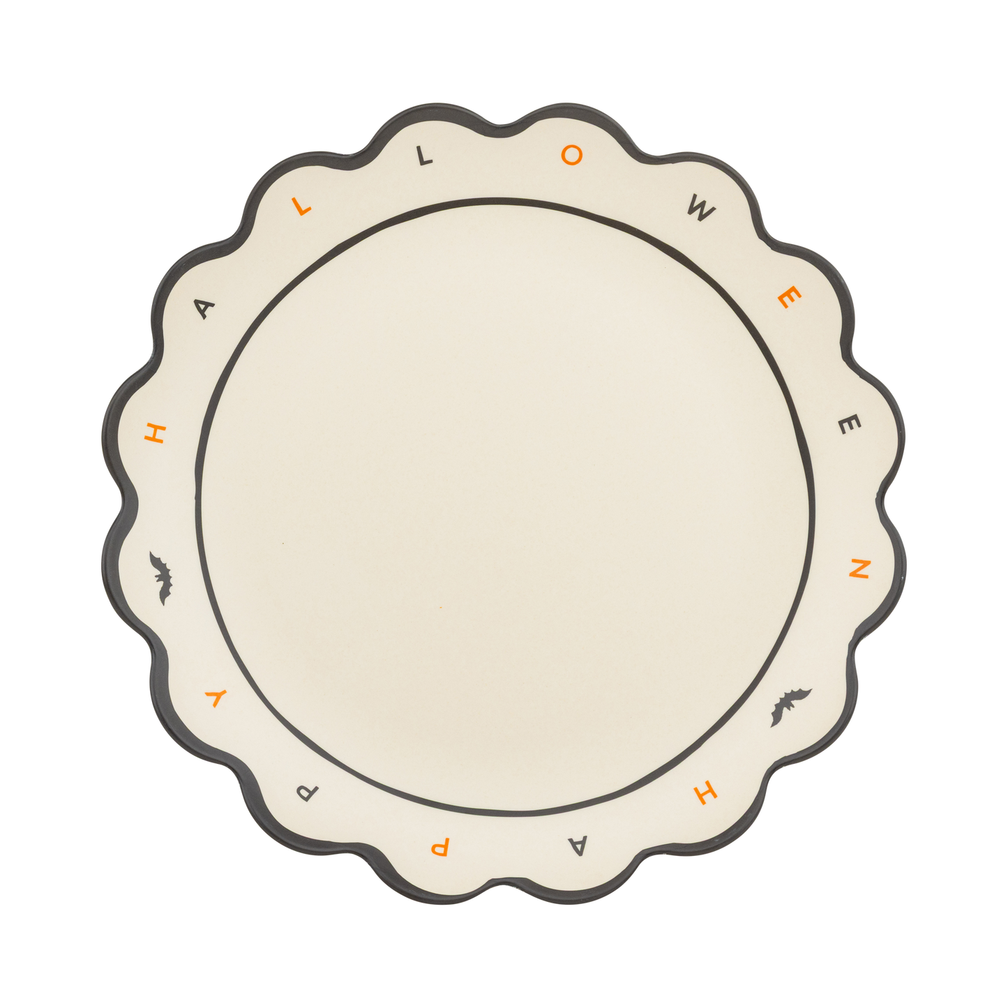 Happy Halloween Scalloped Bamboo Tray