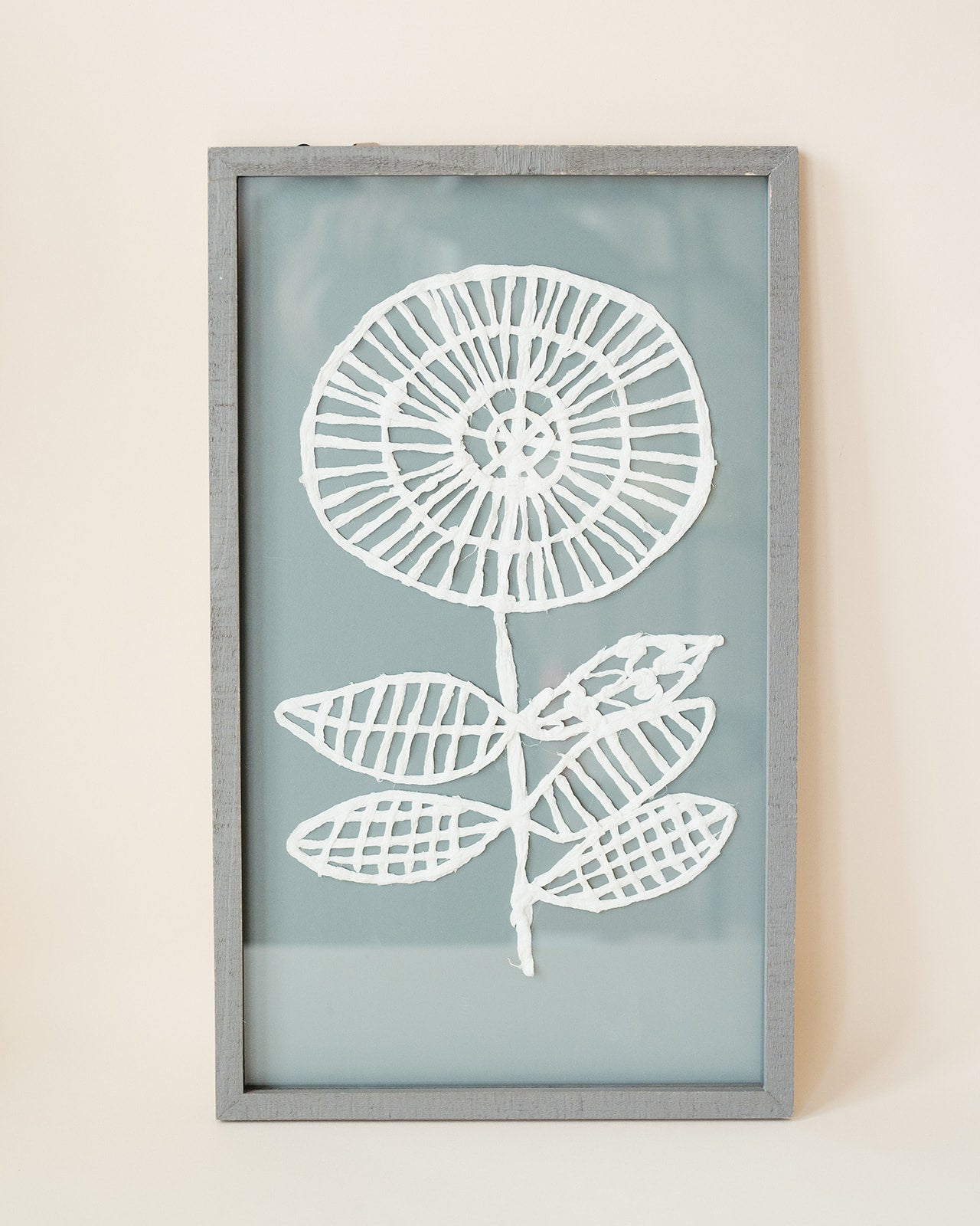 Wood Framed Wall Paper Flower