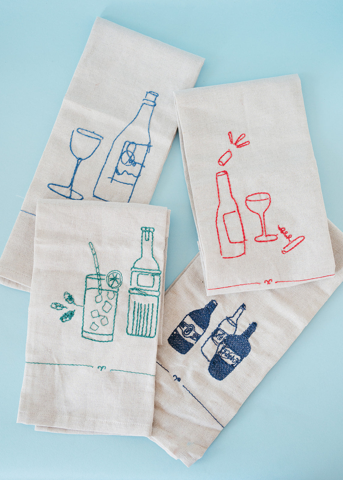 Embroidered Sketch Tea Towel