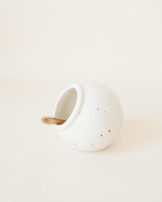 Stoneware Salt Cellar with Spoon