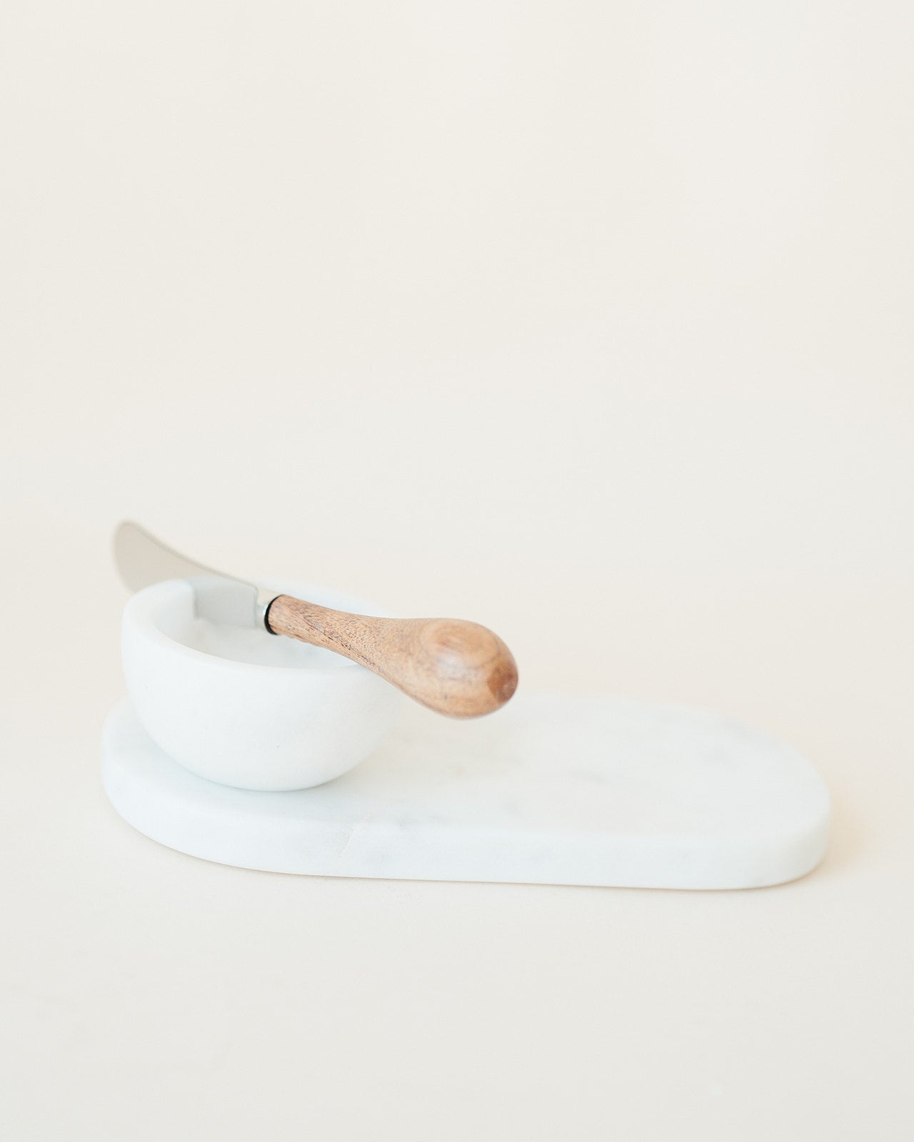 White Marble Serving Board with Knife