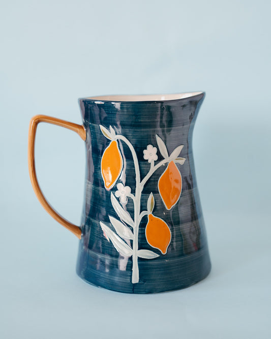 3qt Stoneware  Lemon Pitcher