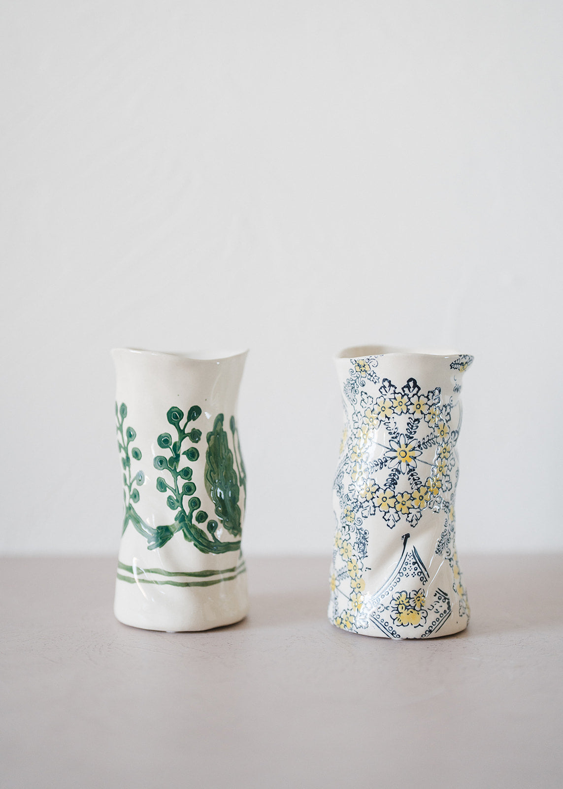 Hand painted Stoneware Organic Shaped Vase
