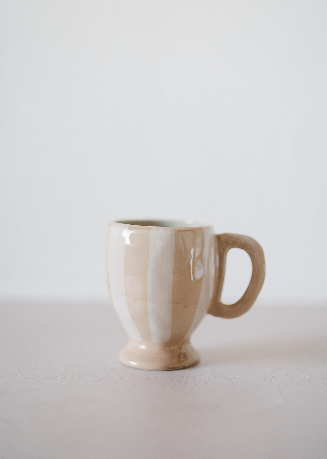 Tan/White Strip Mug-14oz