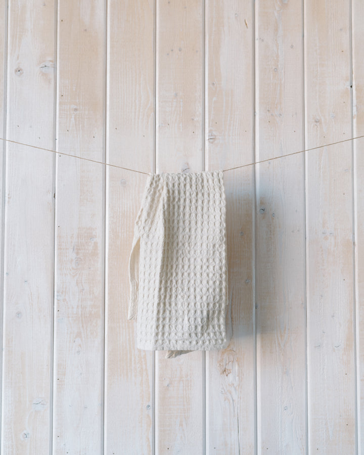 Stonewashed Cotton Waffle Weave Tea Towel, Natural