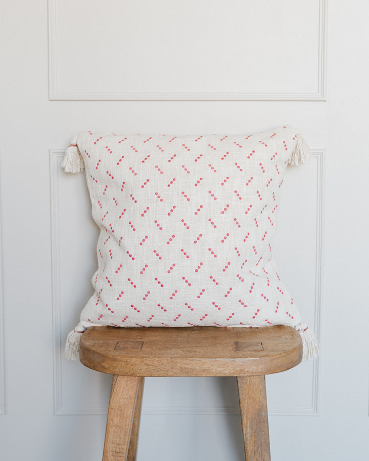 Red Dot Pillow w/ Tassels