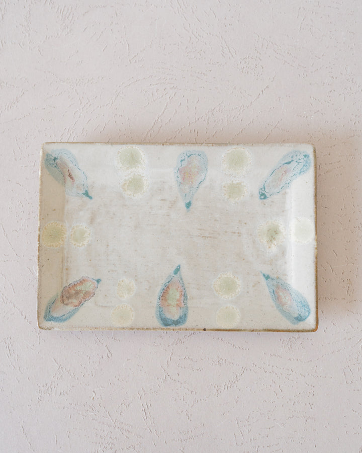 Hand Painted Blueish Stoneware Dish