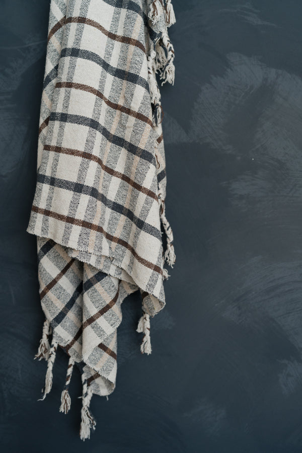 Plaid Throw with Tassels