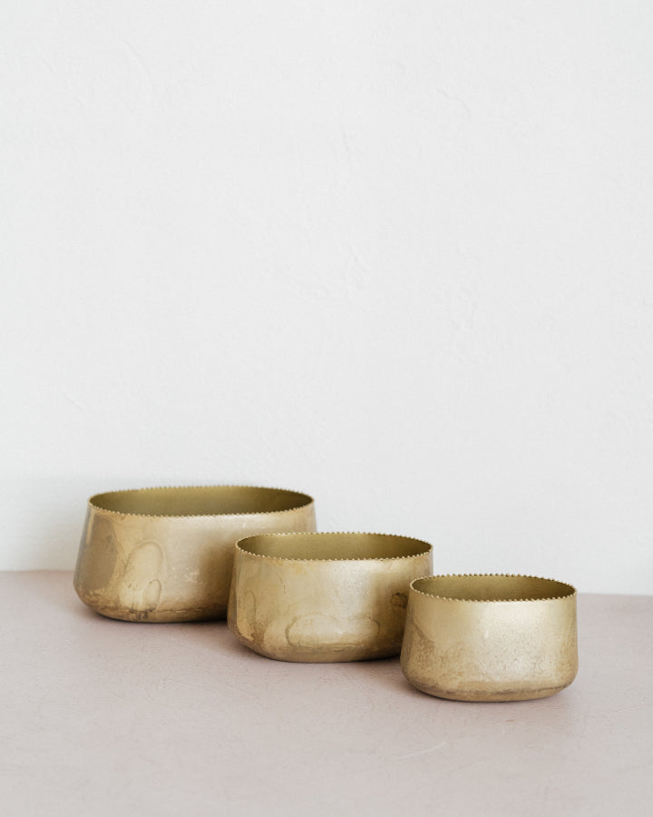 Metal Planters w/ Beaded Edge