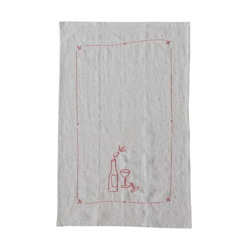 Embroidered Sketch Tea Towel