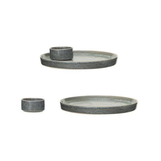 Grey Serving Plate & Bowl Set