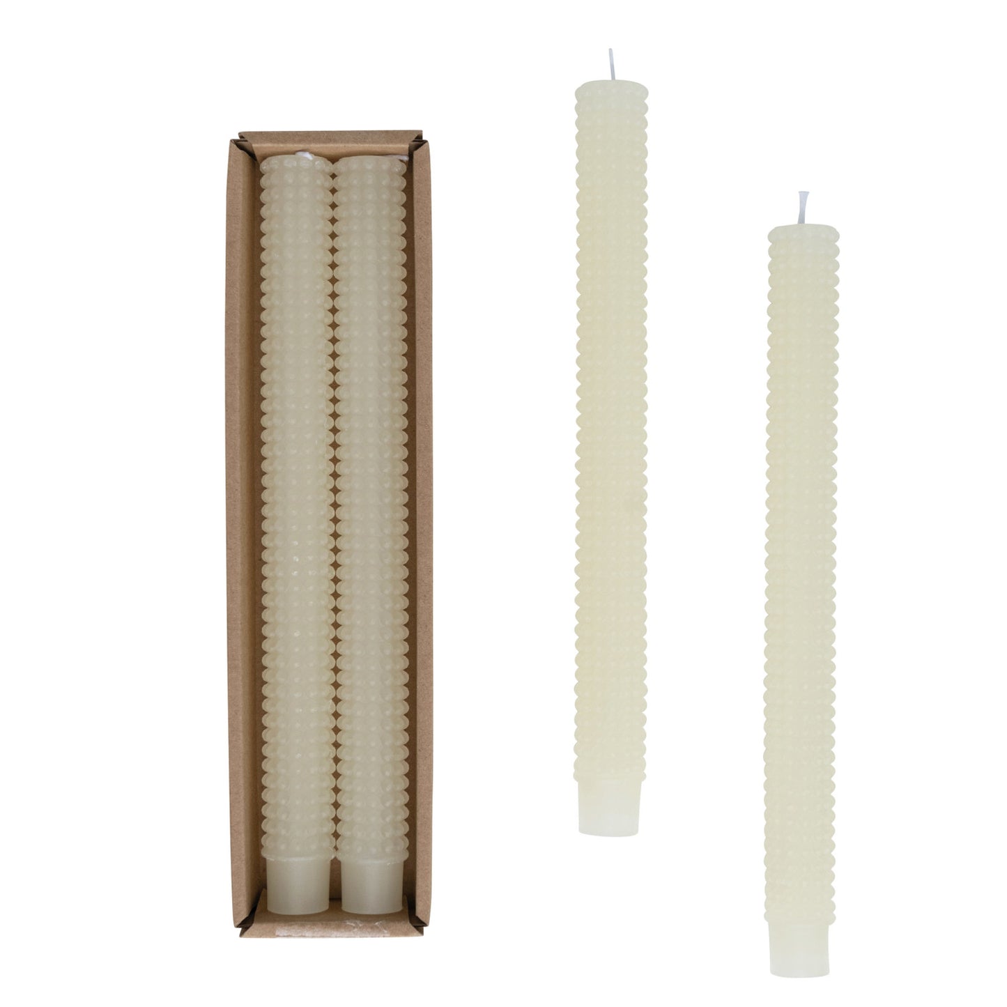 Hobnail Taper Candles s/2