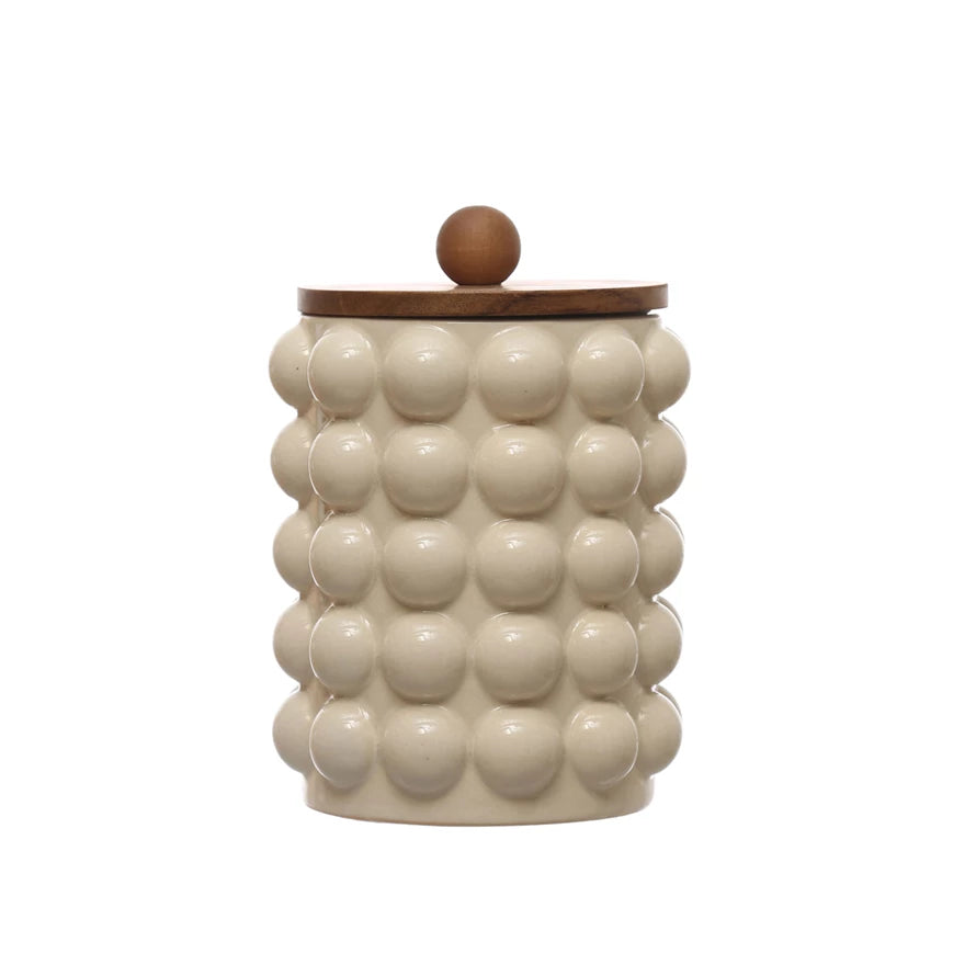 Short Cream Canister with Dots