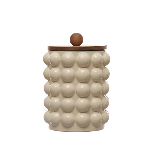Short Cream Canister with Dots