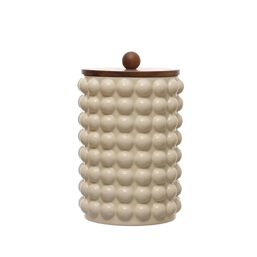 Tall Cream Canister with Dots
