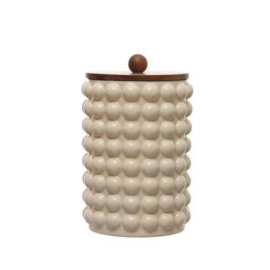 Tall Cream Canister with Dots