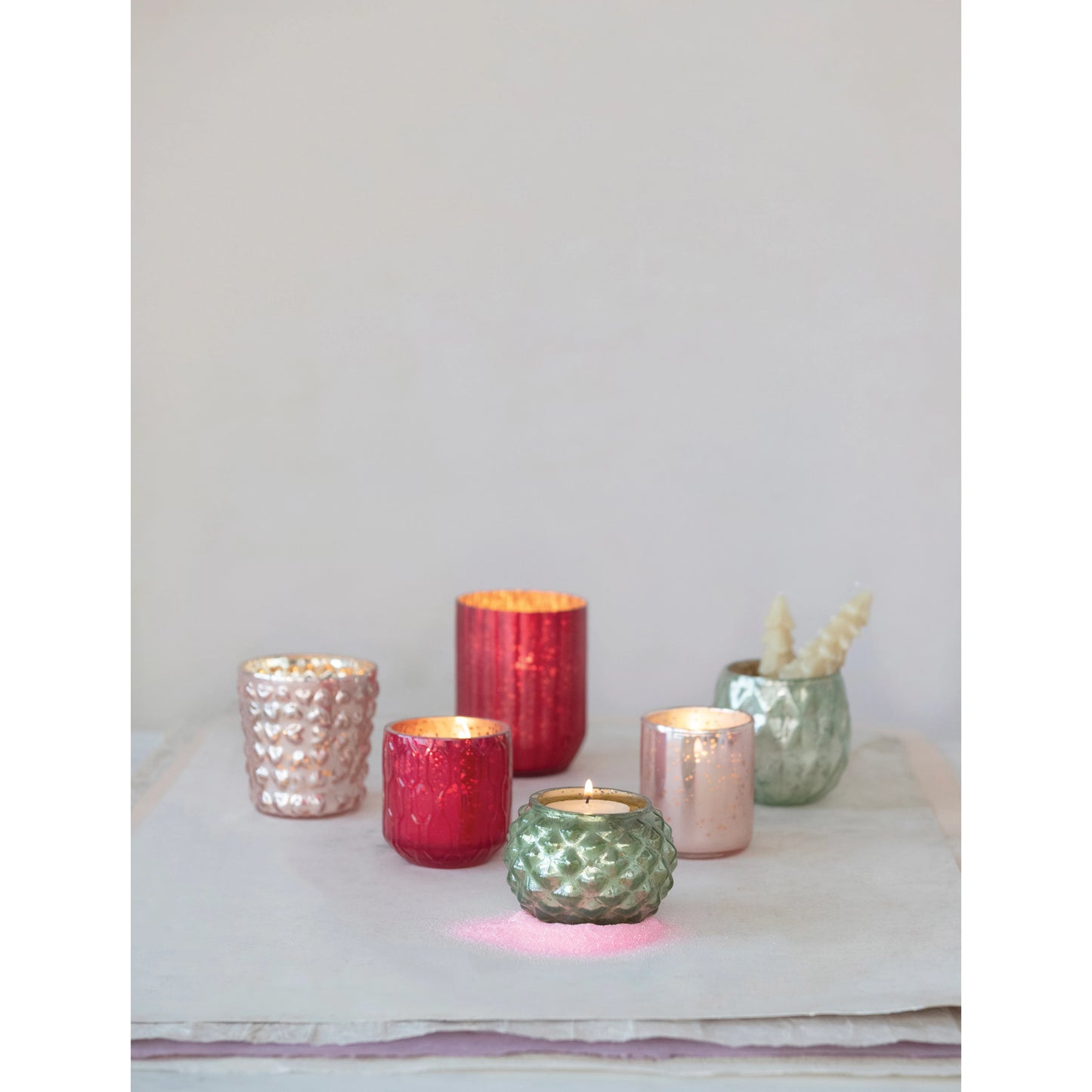 Holiday Mercury Glass Votive Holder