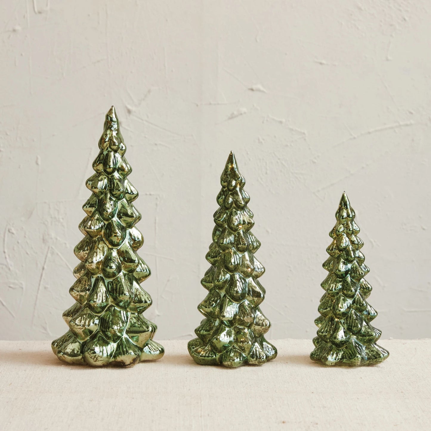 Mercury Glass LED Green Trees