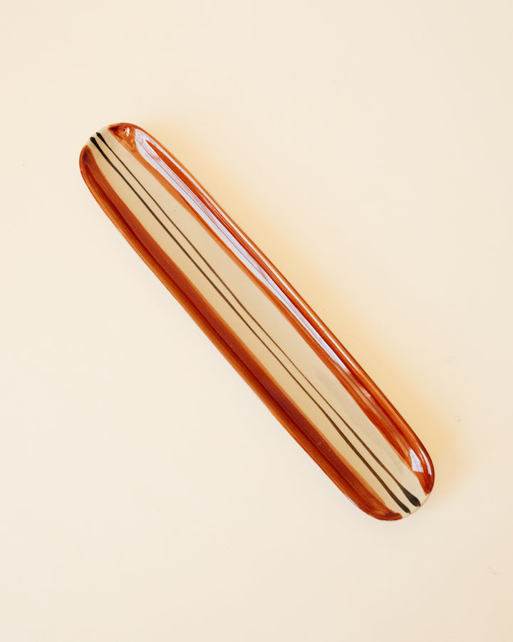 Oval Hand-painted Stoneware Tray