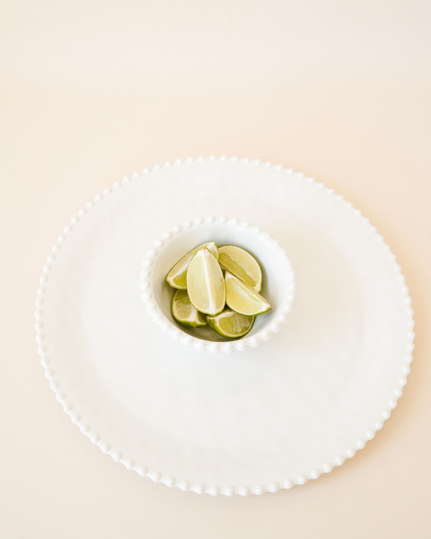 Beaded Pearl Round Serving Tray