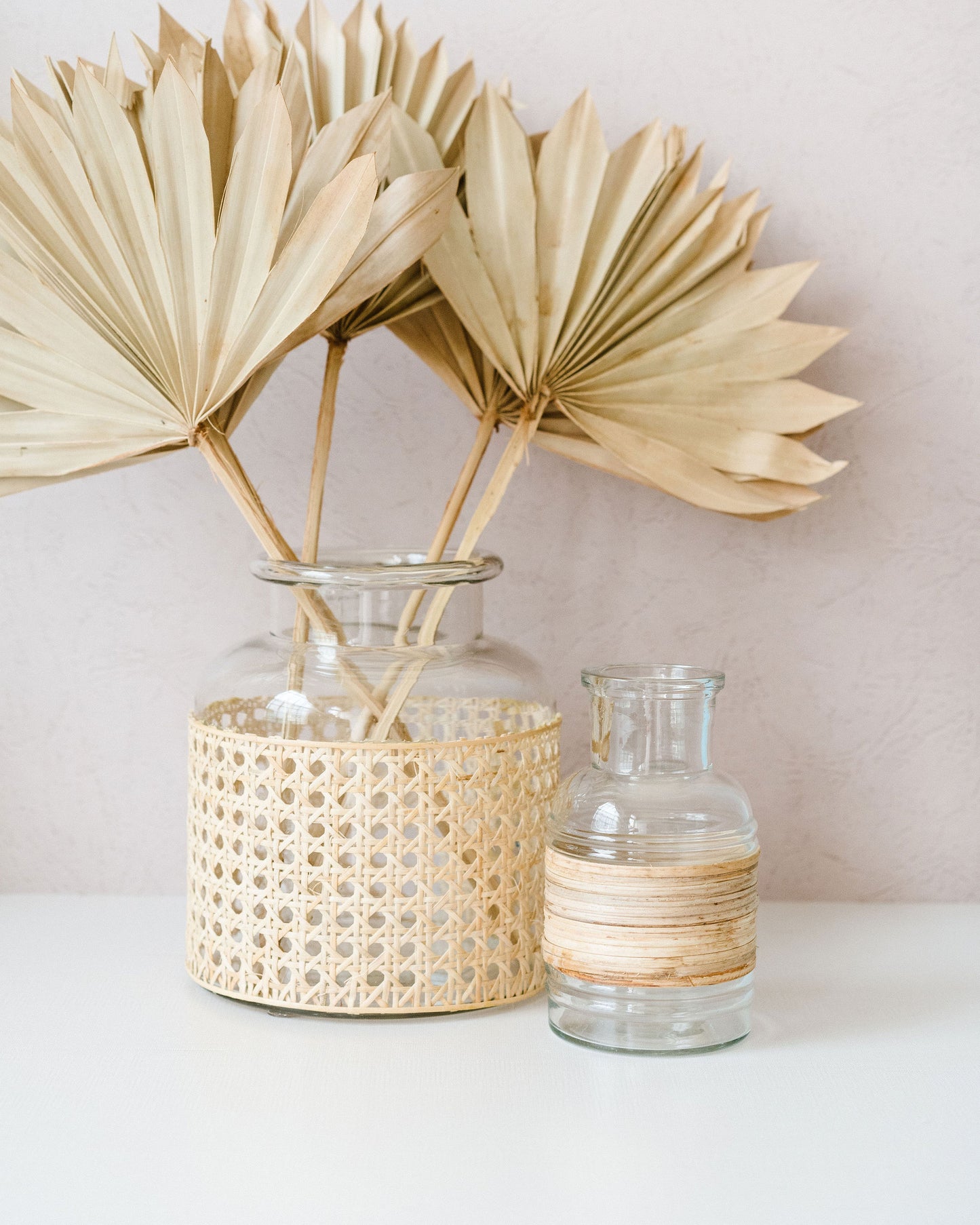 Rattan Wrapped Glass Vase