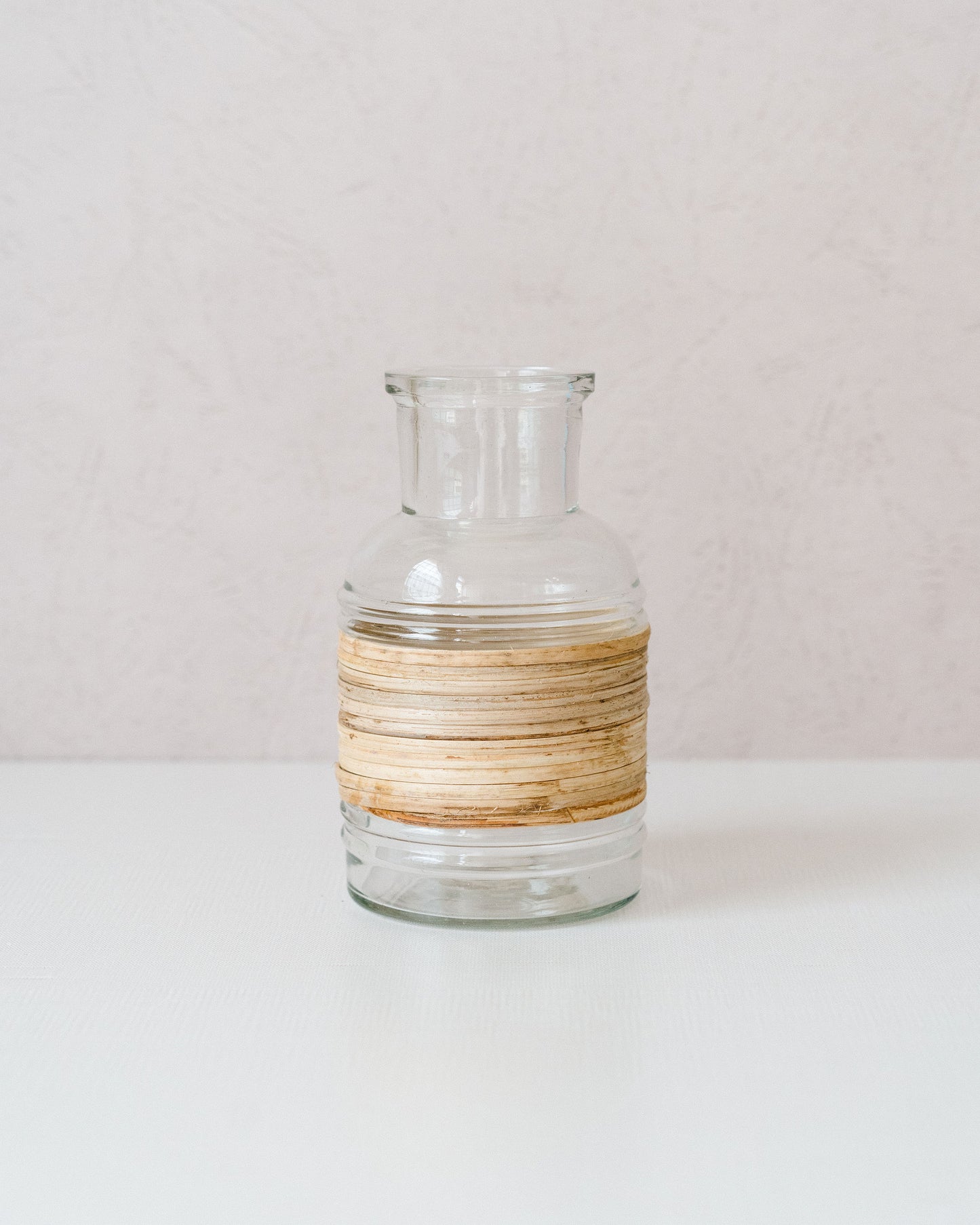 Rattan Wrapped Glass Vase