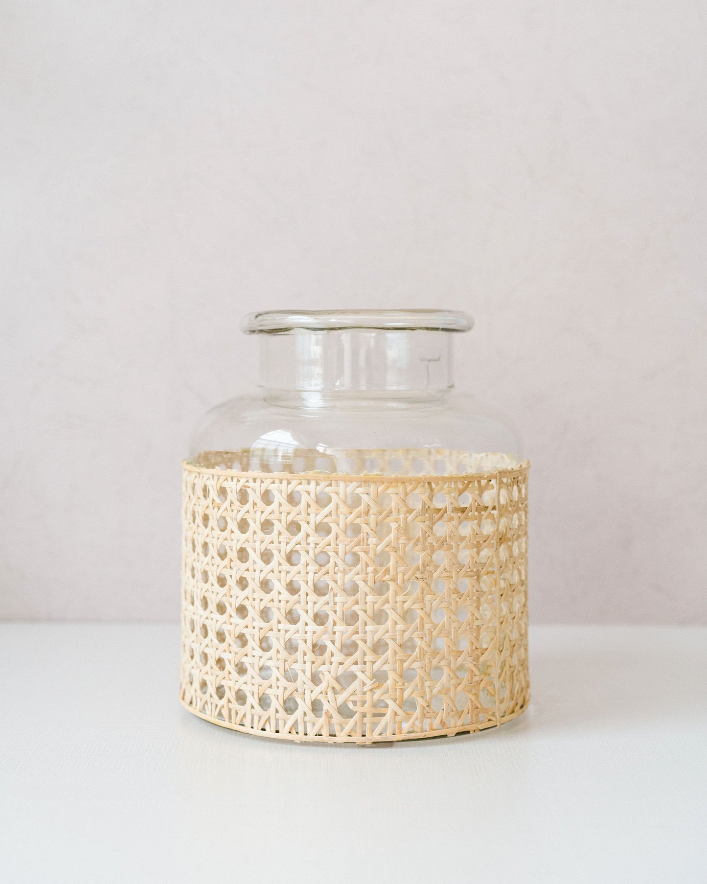 Rattan Wrapped Glass Vase