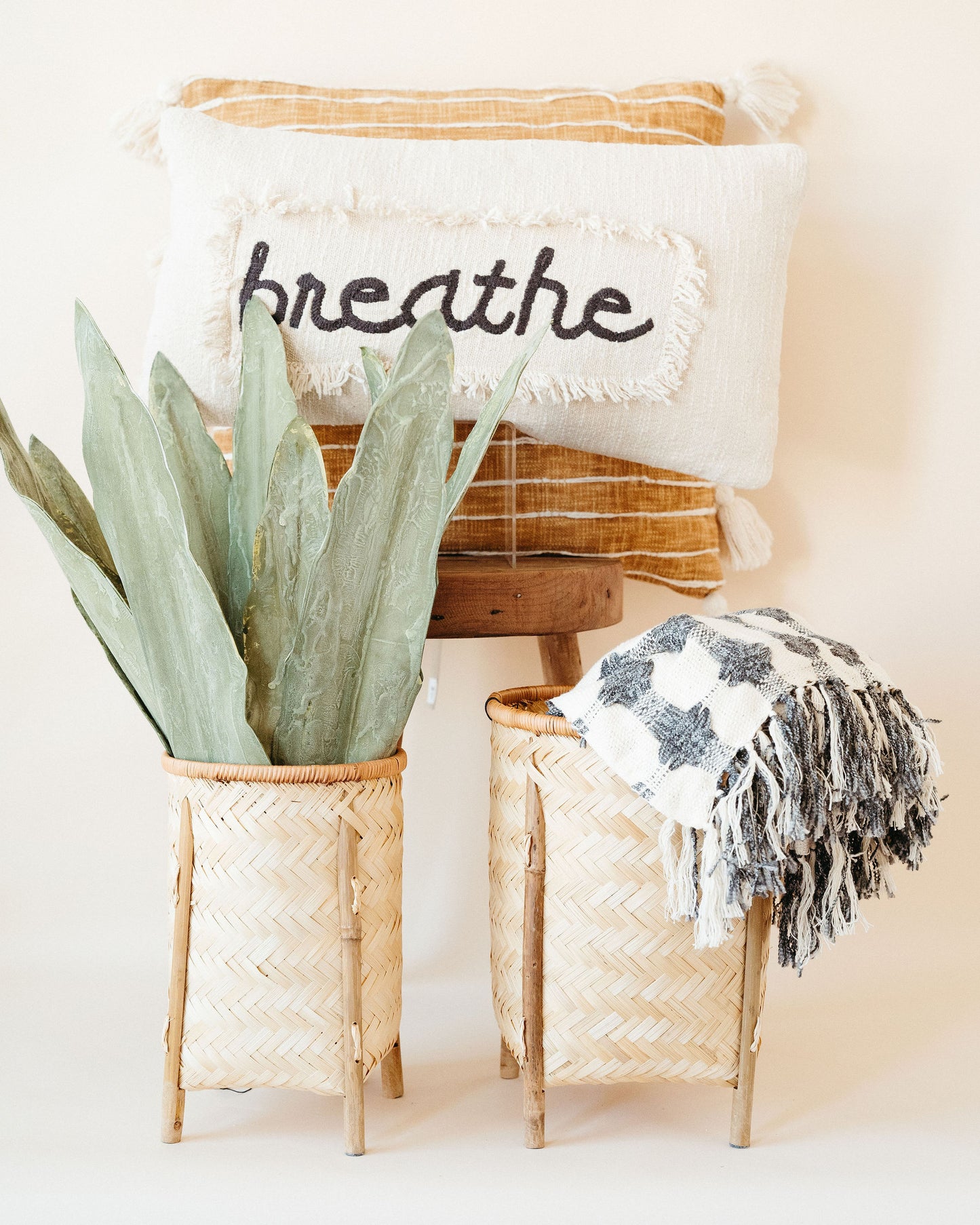 Woven Bamboo Basket Stands