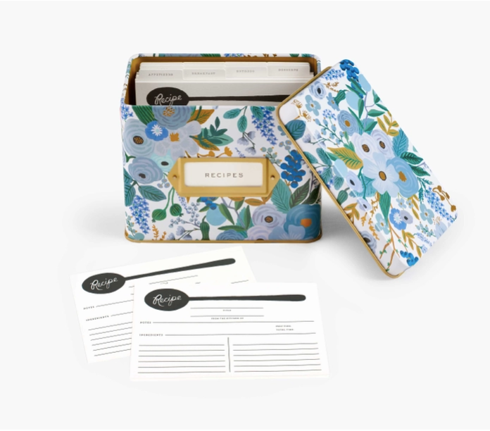 Garden Party Blue Recipe Box