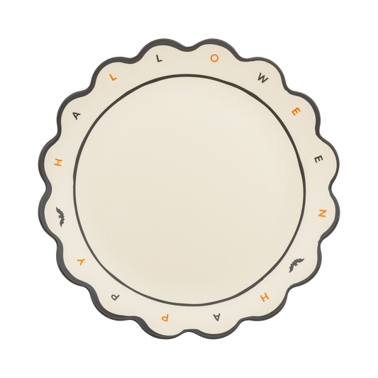 Happy Halloween Scalloped Bamboo Tray