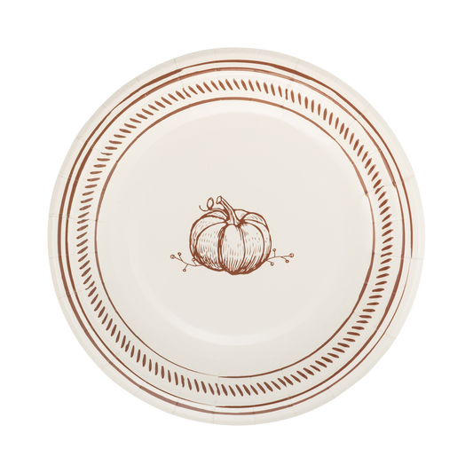 Pumpkin Line Art Paper Plates