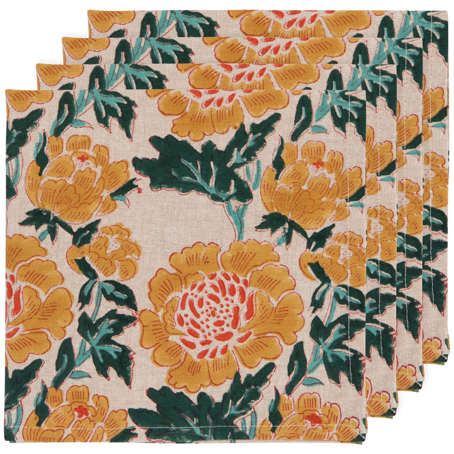 Goldenrise Block Print Napkin Set of 4