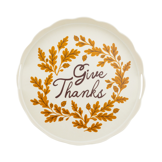 THF1Give Thanks Round Bamboo Tray