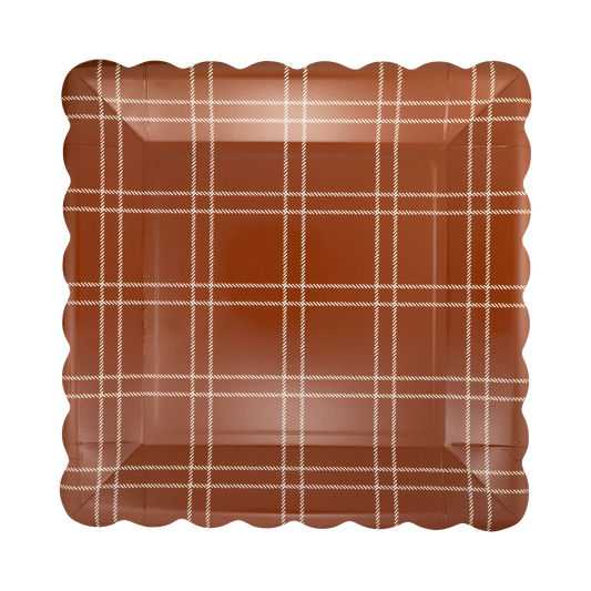 Deep Brown Windowpane Paper Plates