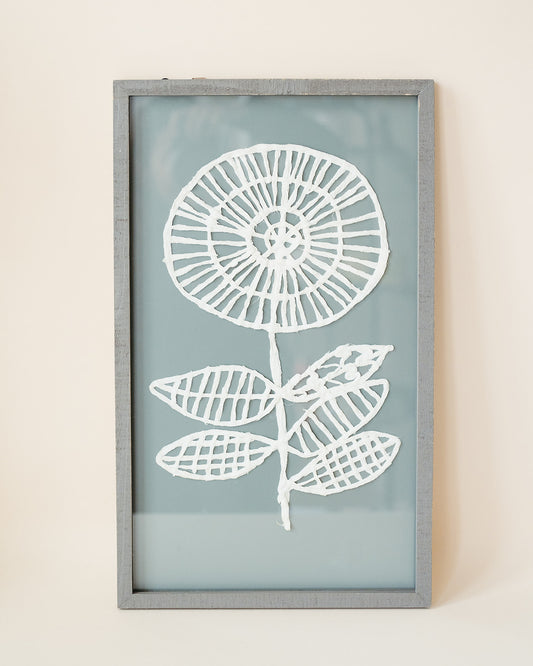 Wood Framed Wall Paper Flower