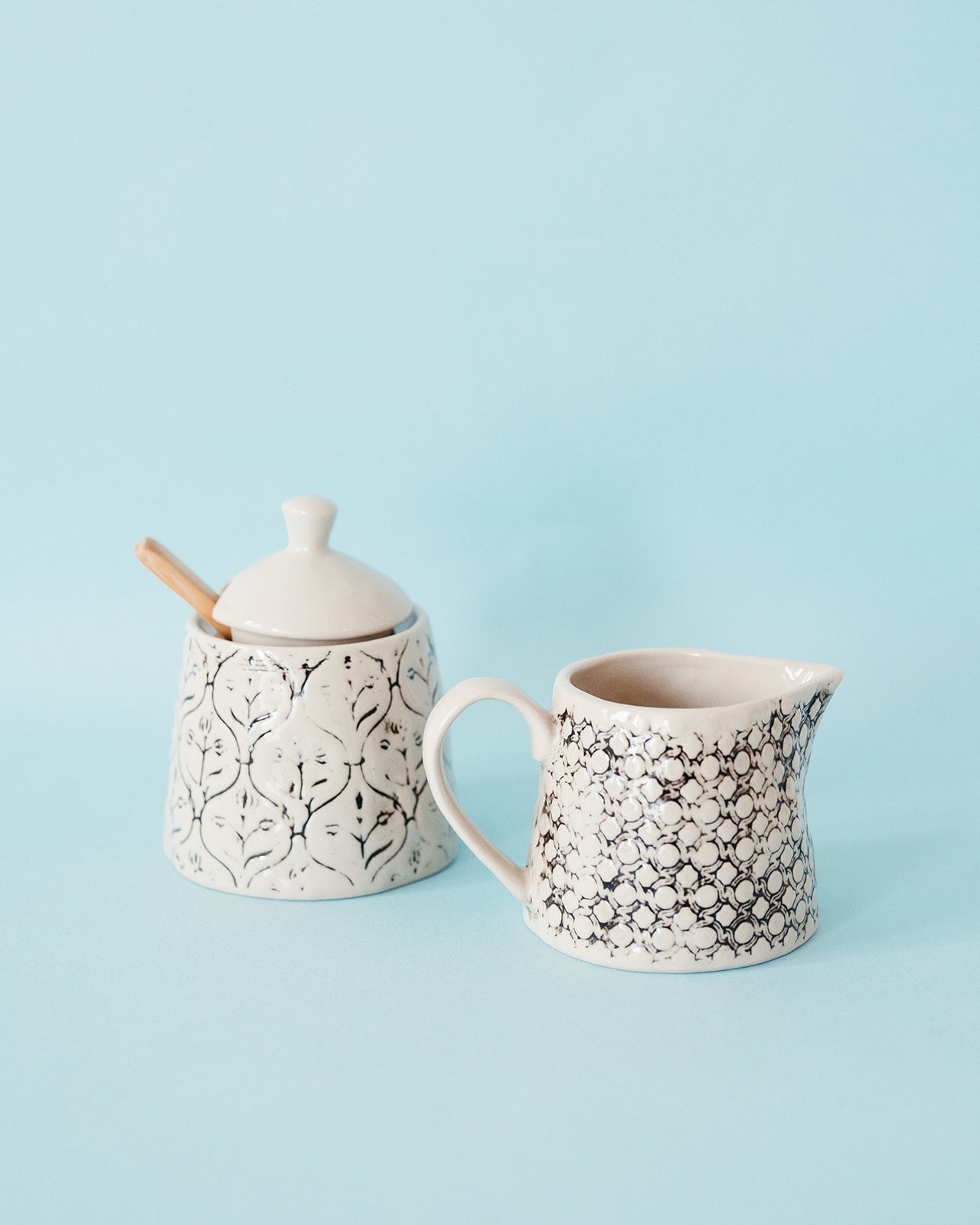 Black and Cream Dotted Creamer