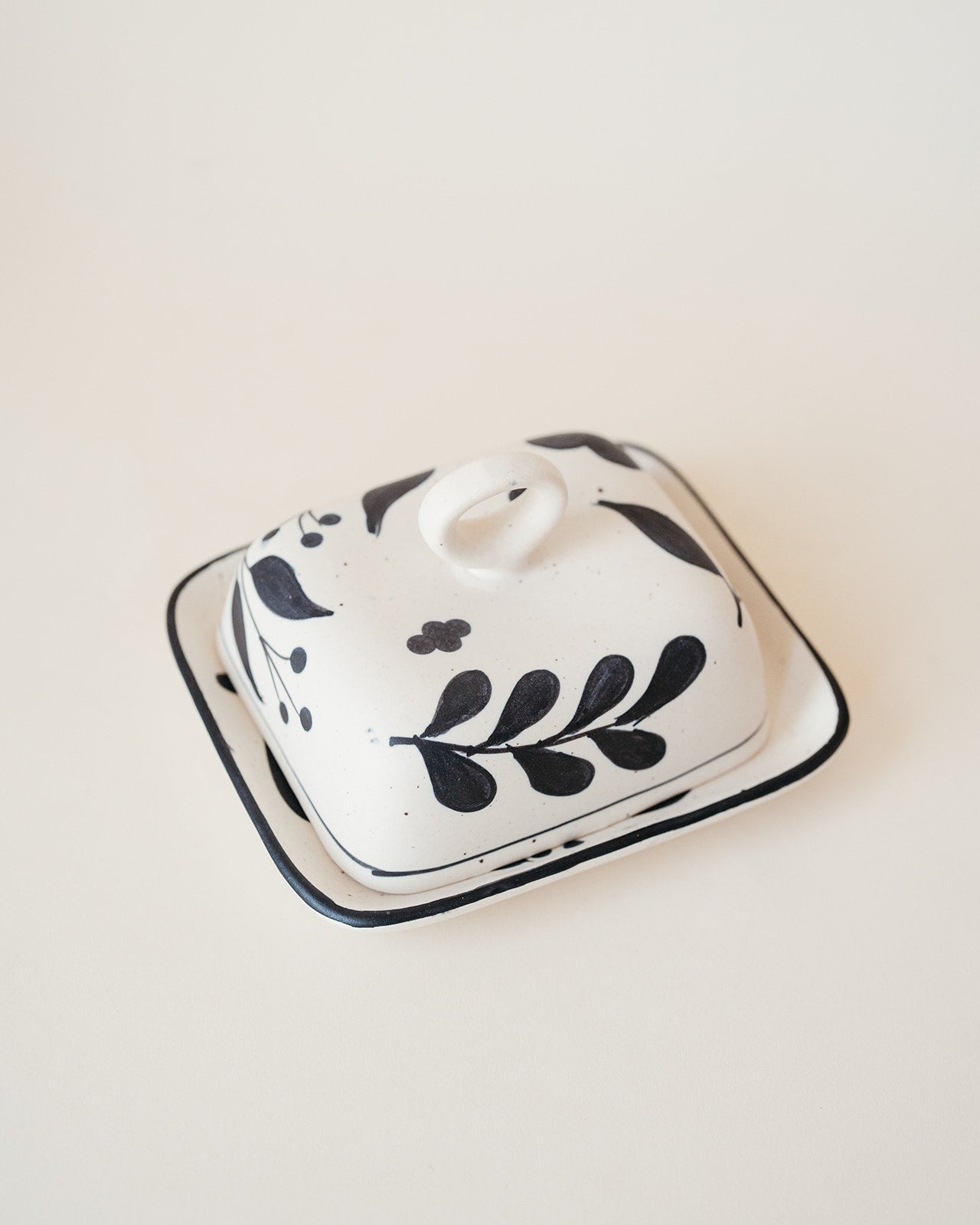 Stoneware Floral Butter Dish