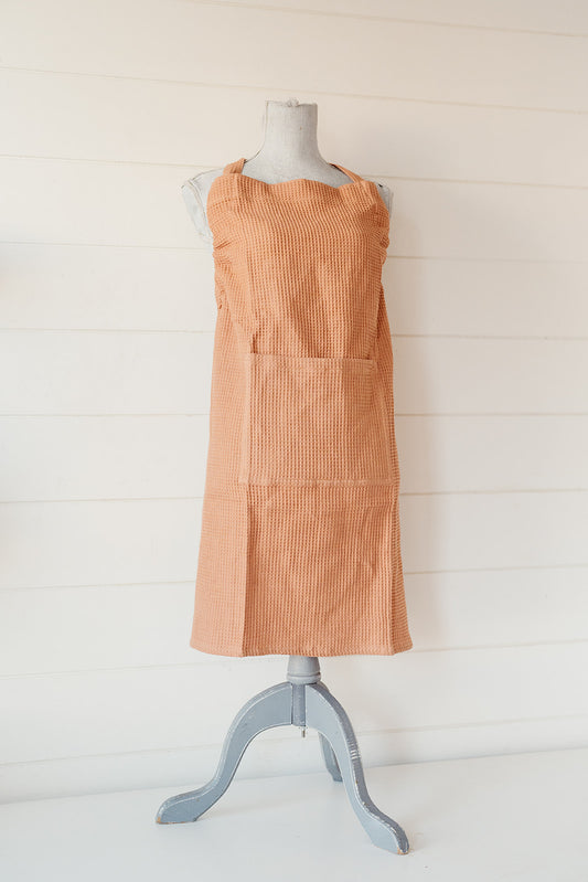 Cotton Waffle Apron w/Pocket