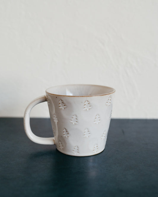 Debossed Stoneware Mug with Tree