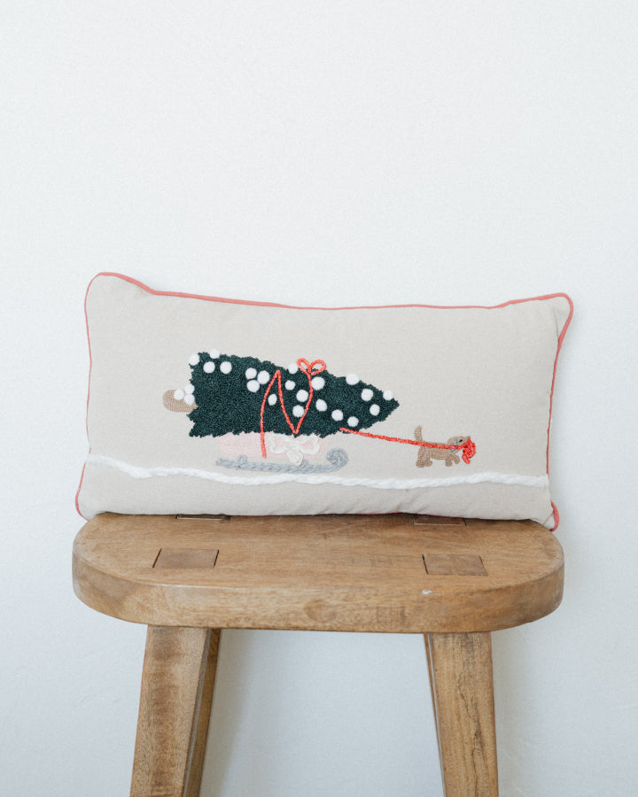 Lumber Pillow w/ Dog& Sleigh