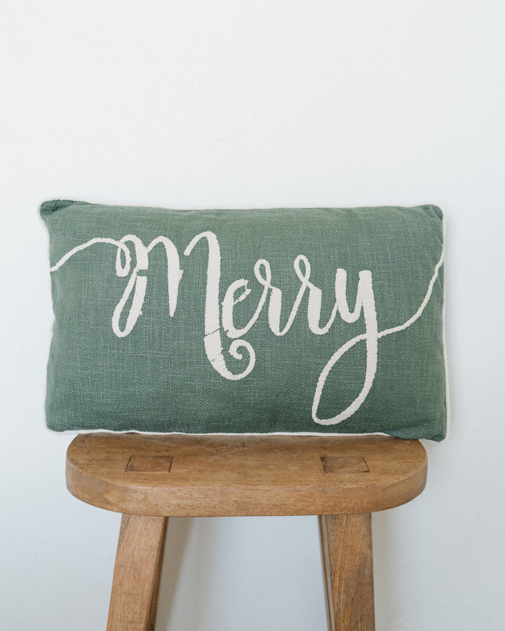 "Merry", Green & Natural Pillow