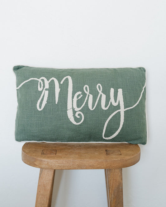 "Merry", Green & Natural Pillow