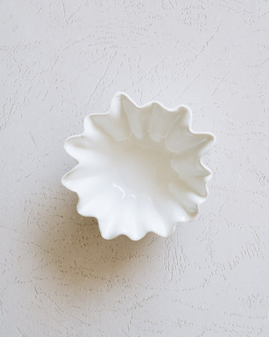White Stoneware Fluted Bowl