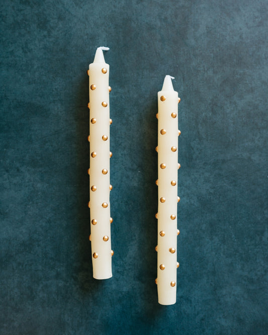 Unscented Taper Candles w/ Dots