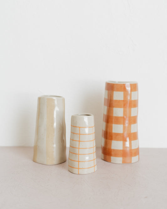 Hand Painted Stoneware Vase w/ Pattern