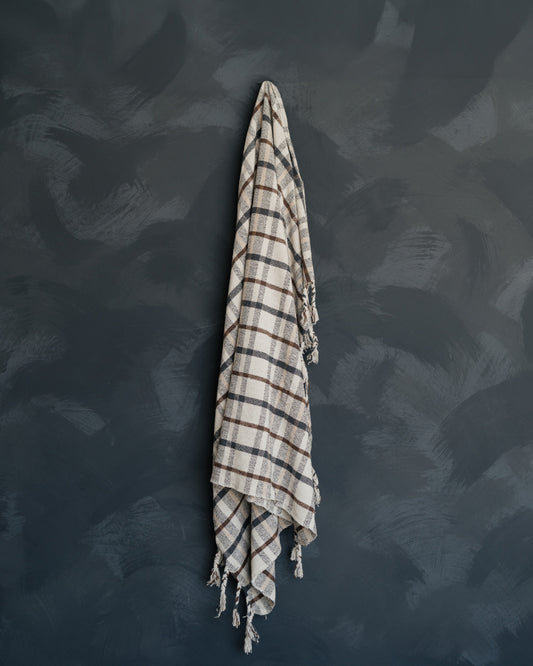 Plaid Throw with Tassels