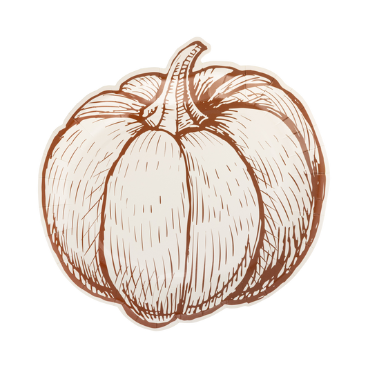 Pumpkin Line Art Shaped Paper Plates
