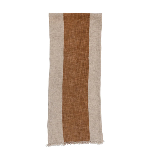 Stripe & Fringe Linen Table Runner