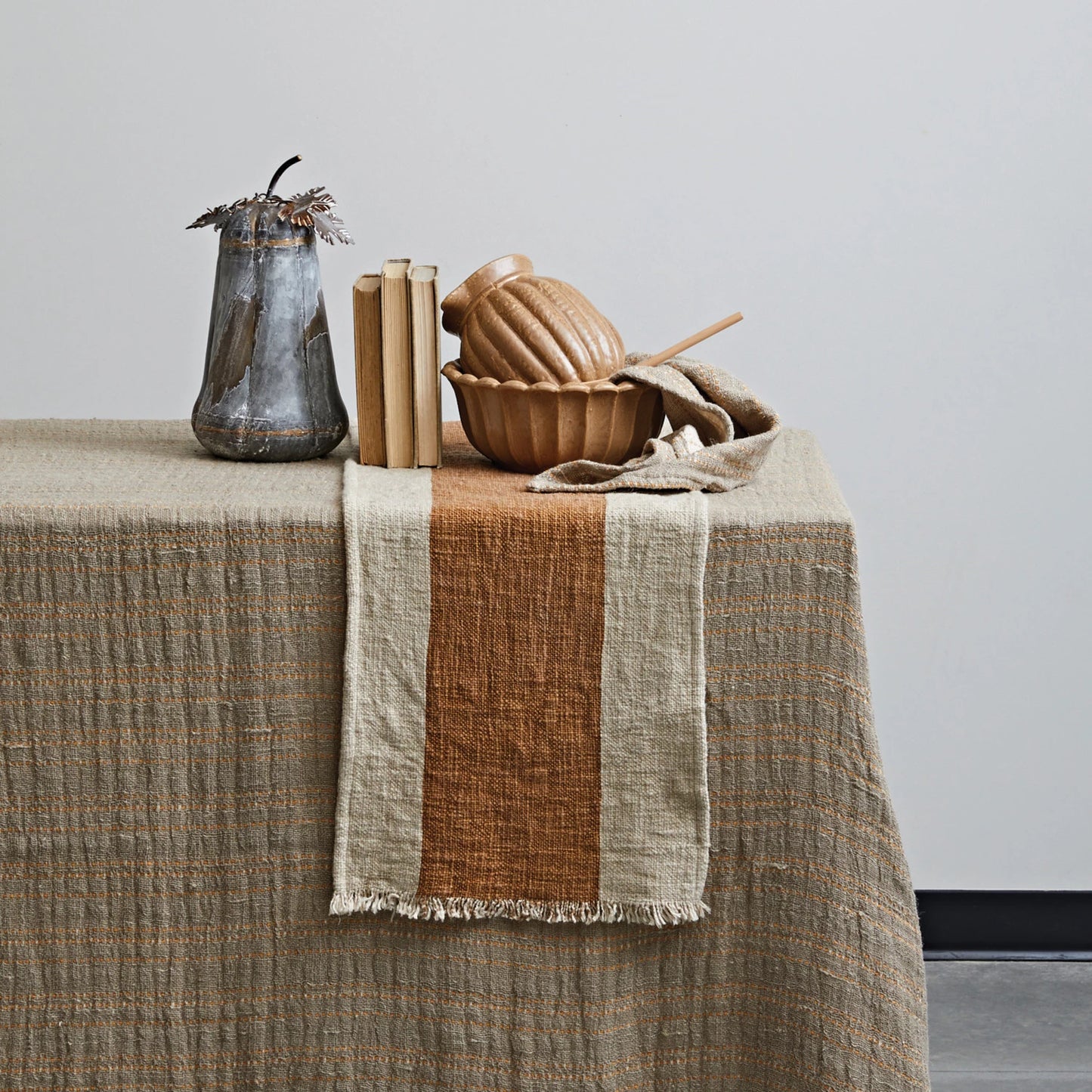 Stripe & Fringe Linen Table Runner