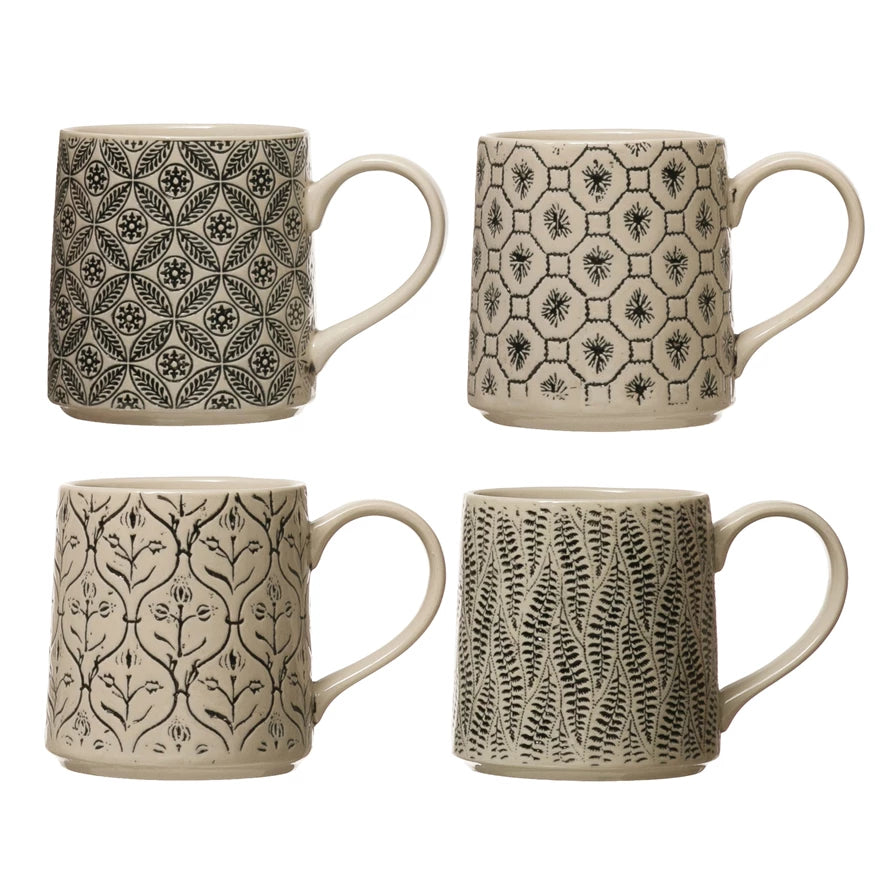 Black and Cream Stamped Mug